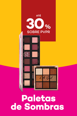 Paletas de sombras com destaque promocional de até 30% sobre preço de Venda ao Público Recomendado